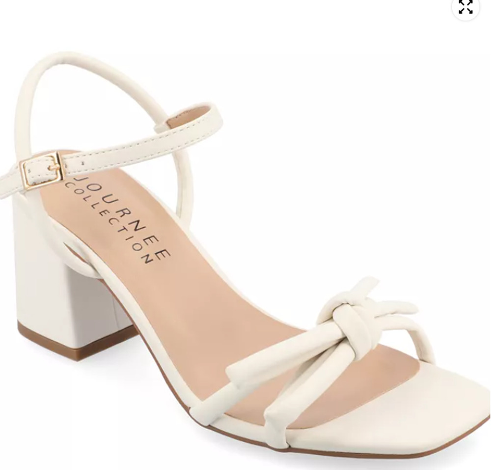 Journee Collection Meryl Shoes Women's Size 8.5 White Block Heel Sandals New Box